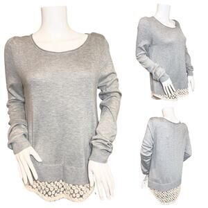 #T87 Ella Moss Layered Look Scoop Neck Long Sleeve Sweater SZ M $89